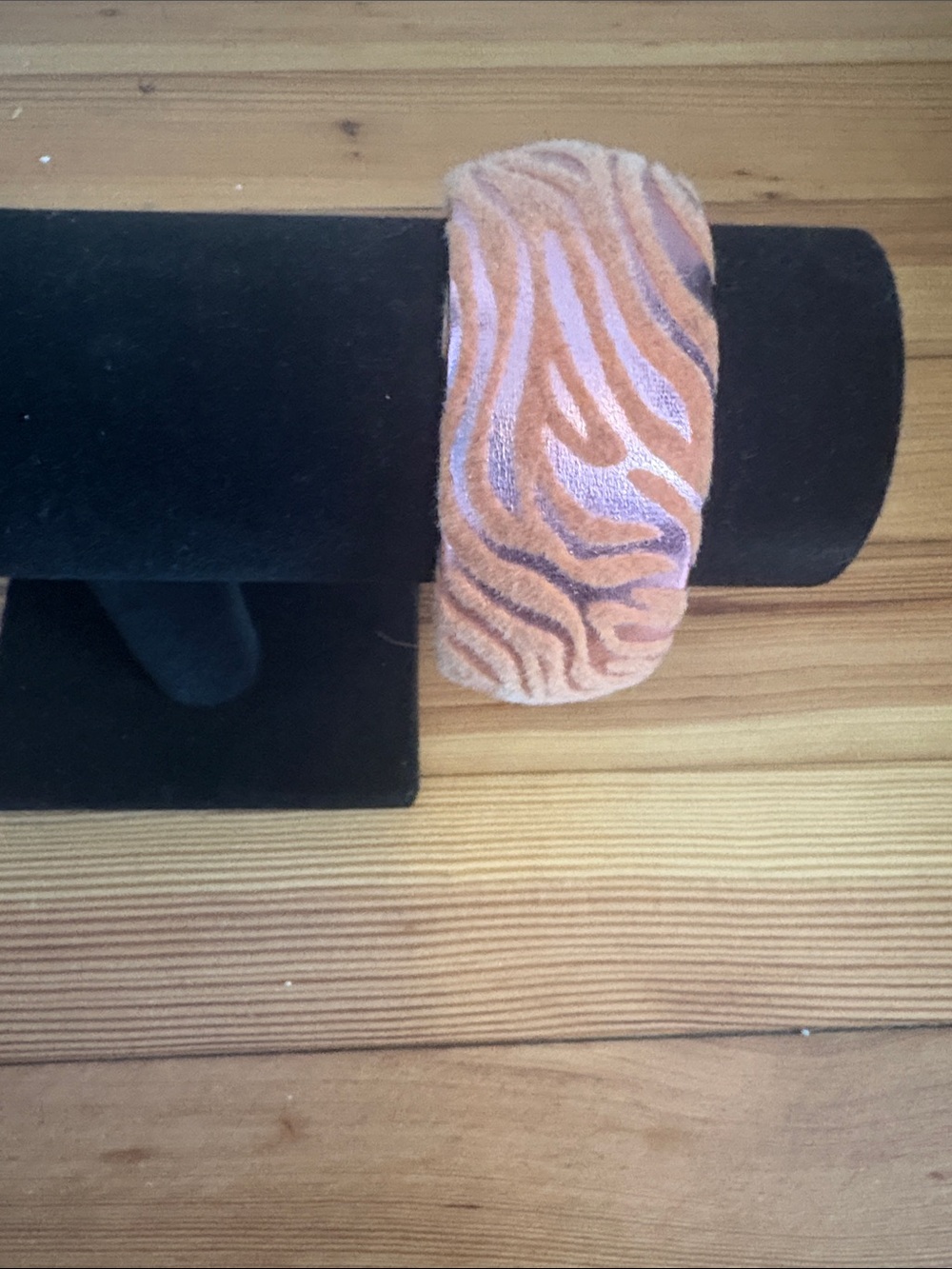 Pink and Orange Zebra Patterned Bangle Bracelet